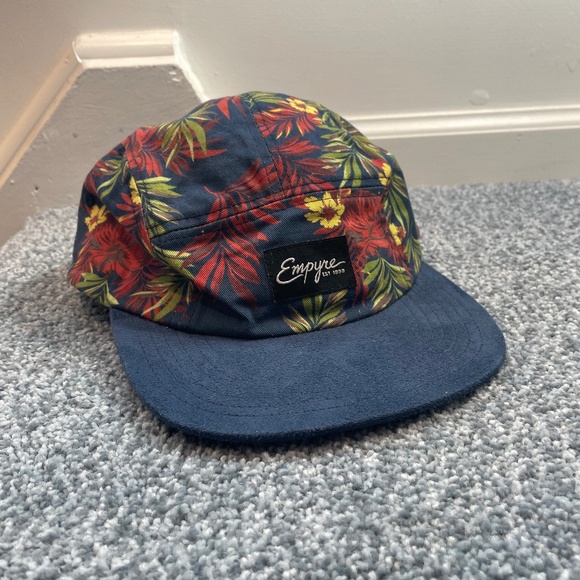 Empyre 5-Panel Floral Hat, Blue Suede Brim, Fully Adjustable - Picture 1 of 5